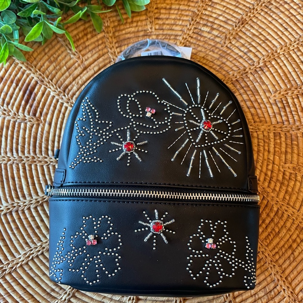 Topshop Black Studded Mini Backpack with Red Accent Gems